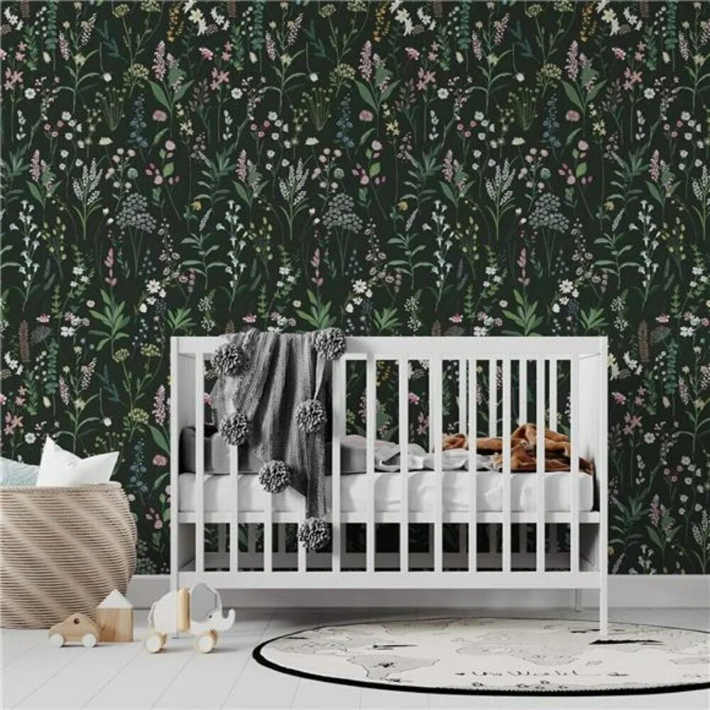 Floral Peel and Stick Wallpaper Dark Wildflower Contact Paper for Walls Decor